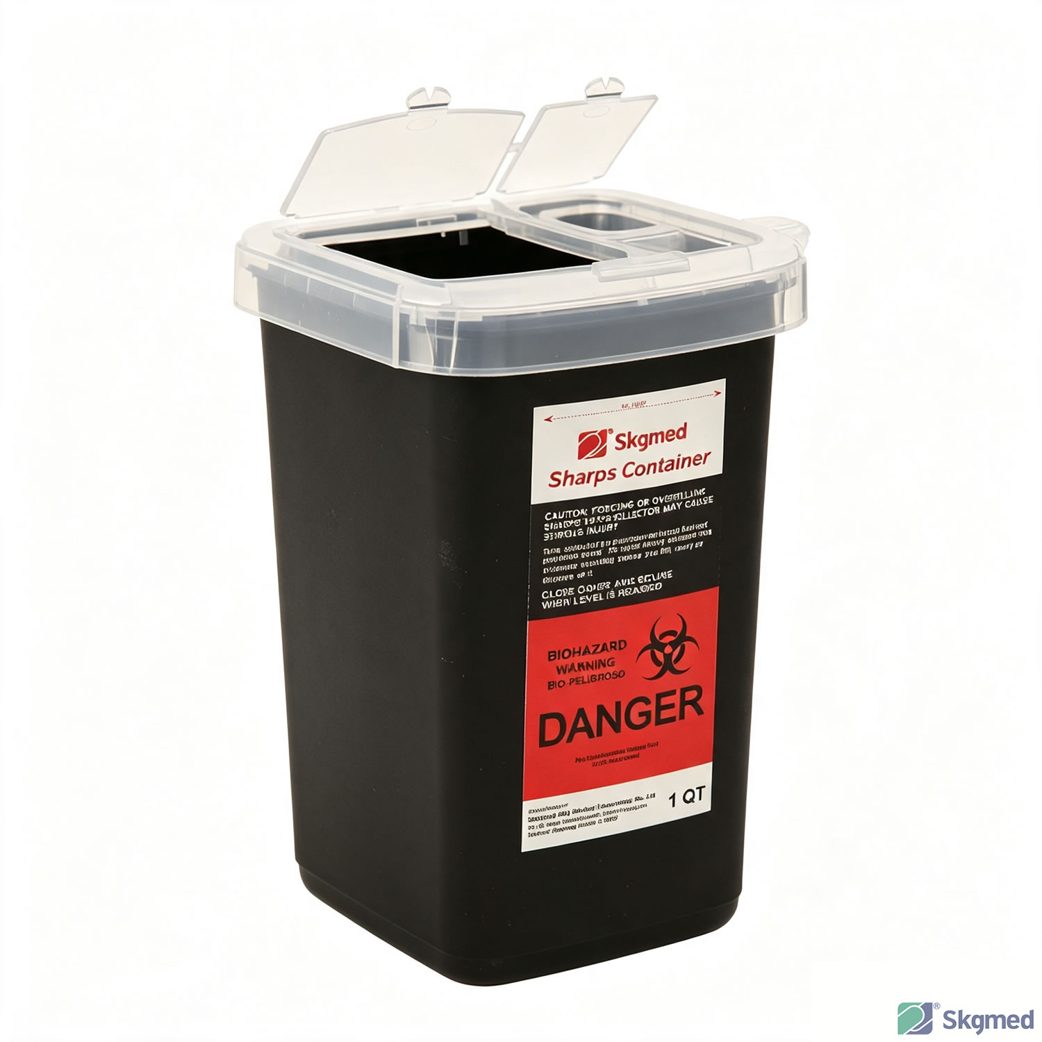 Sharps Container 1 QT , Medical Biohazard Needle Disposal Container
