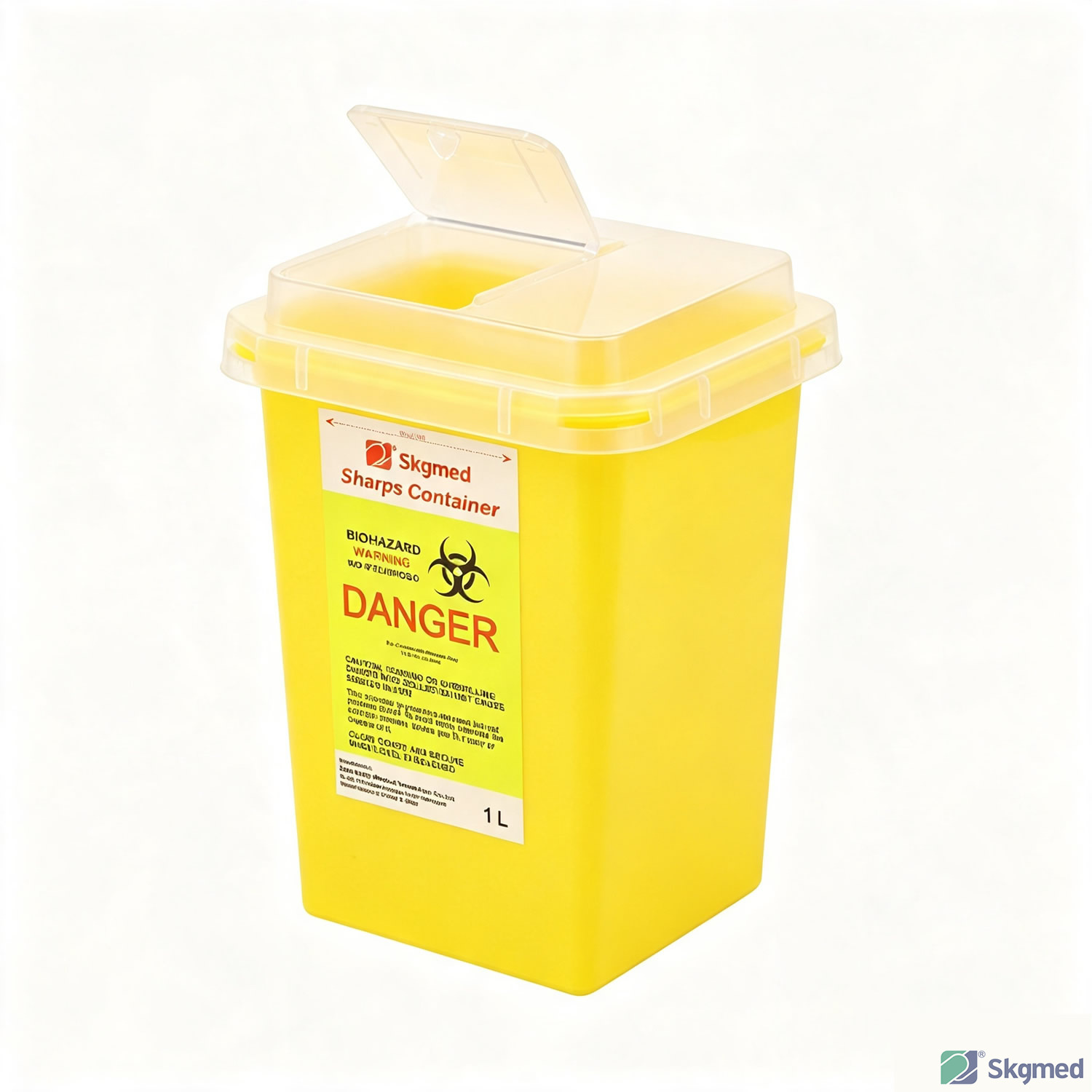 Sharps Container 1L – Biohazard Needle Disposal Box with Secure Lid