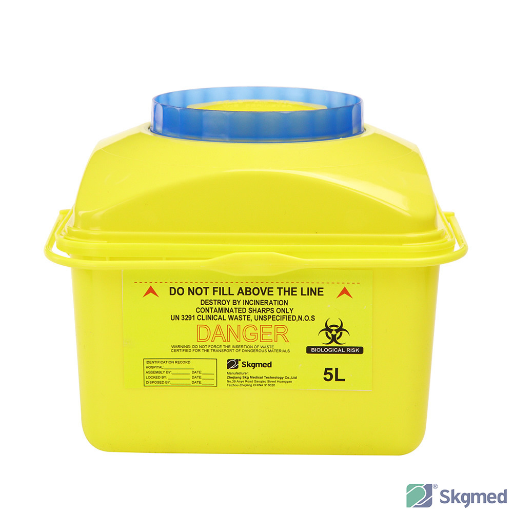 5L Sharps Container with Built-In Automatic Needle Remover