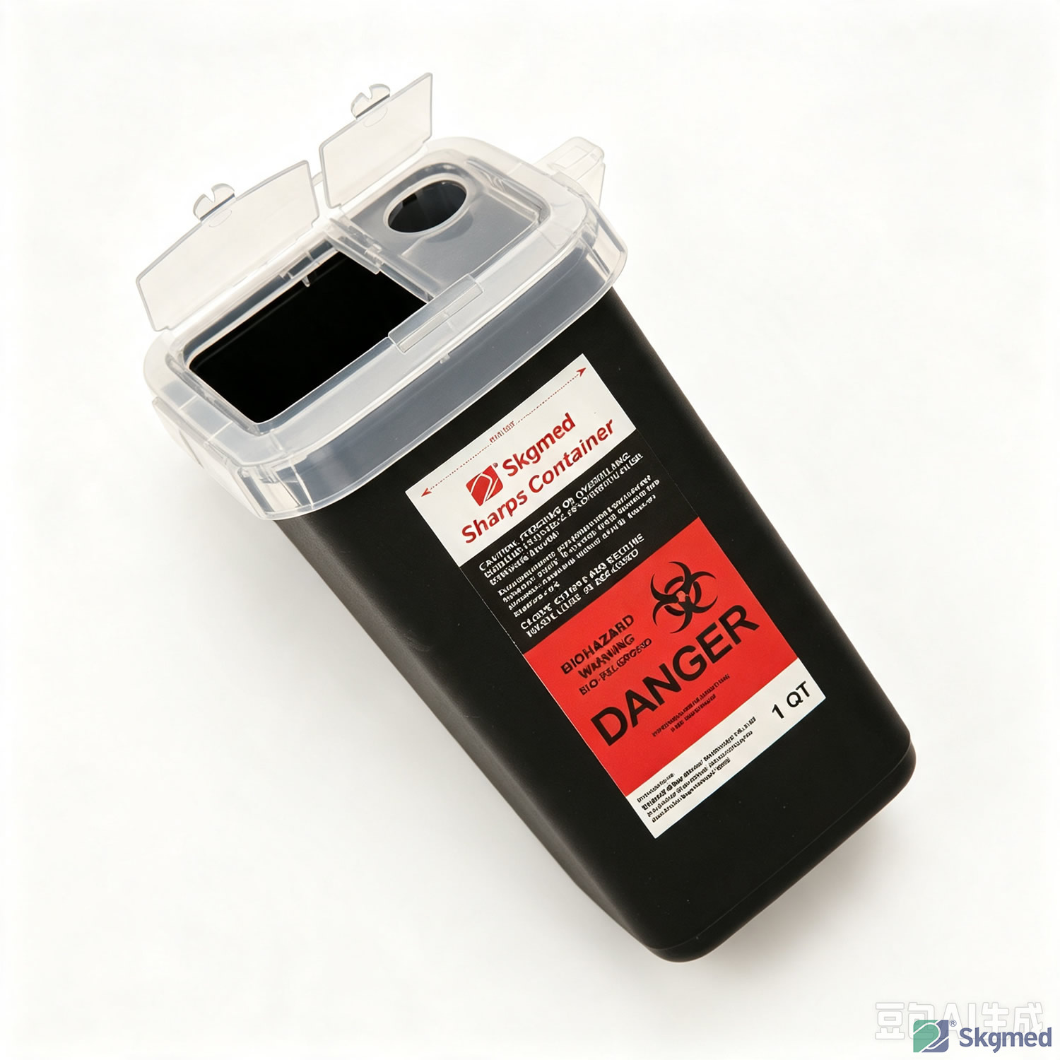 Sharps Container 1 QT , Medical Biohazard Needle Disposal Container