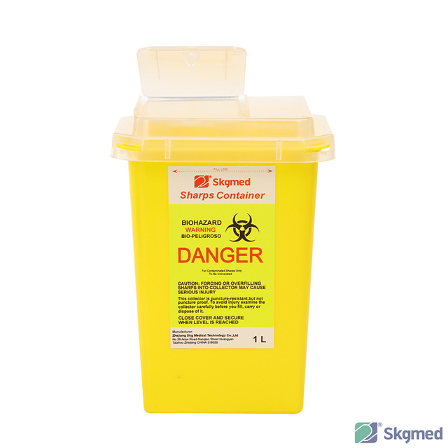 Sharps Container 1L – Biohazard Needle Disposal Box with Secure Lid