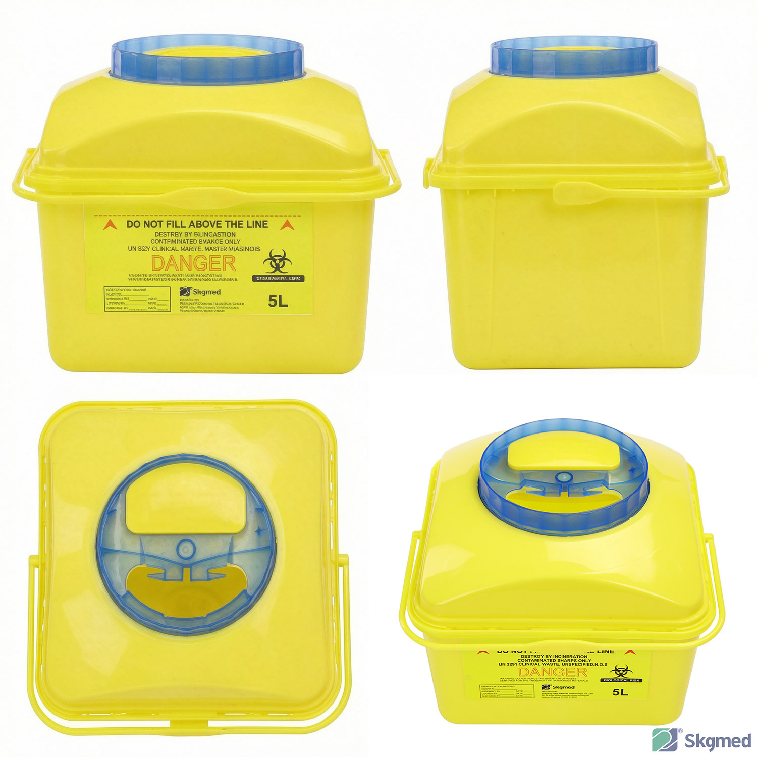 10L Sharps Container with Built-In Automatic Needle Remover