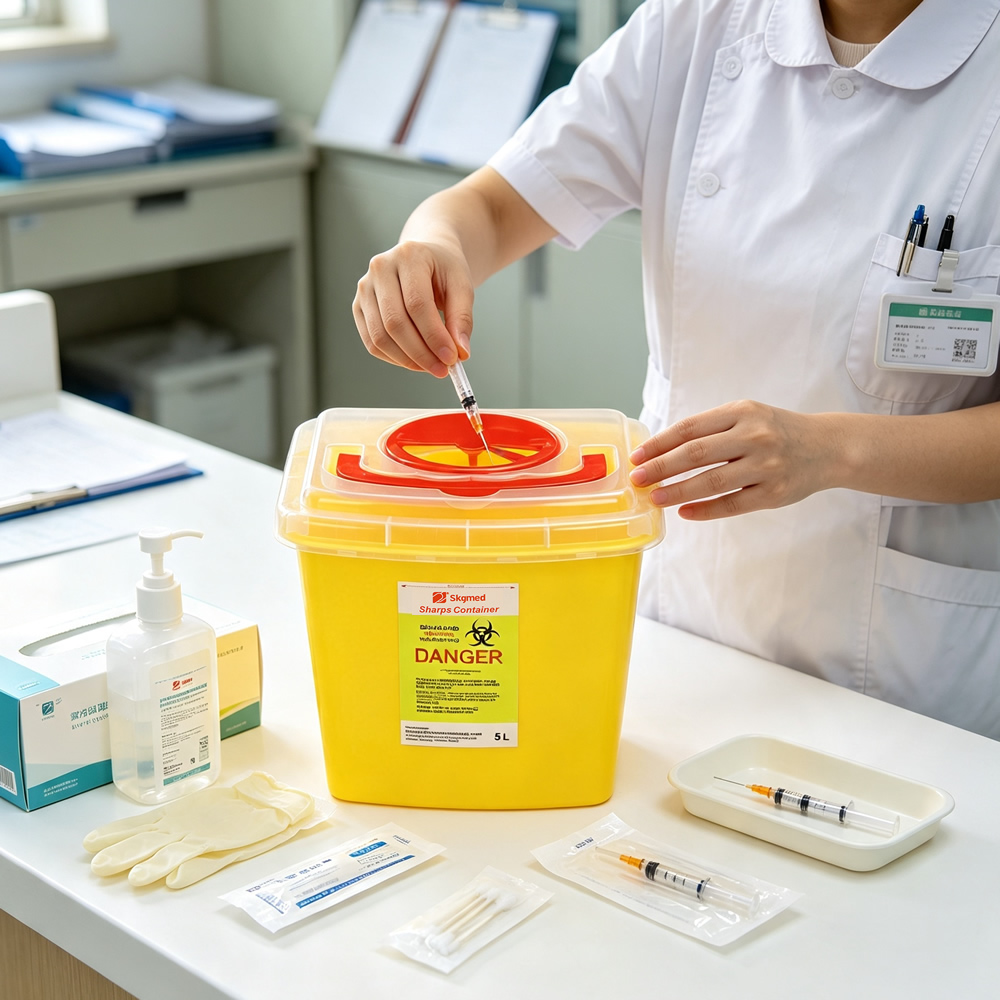 5L Rotary Lid Sharps Container with Integrated Carrying Handle