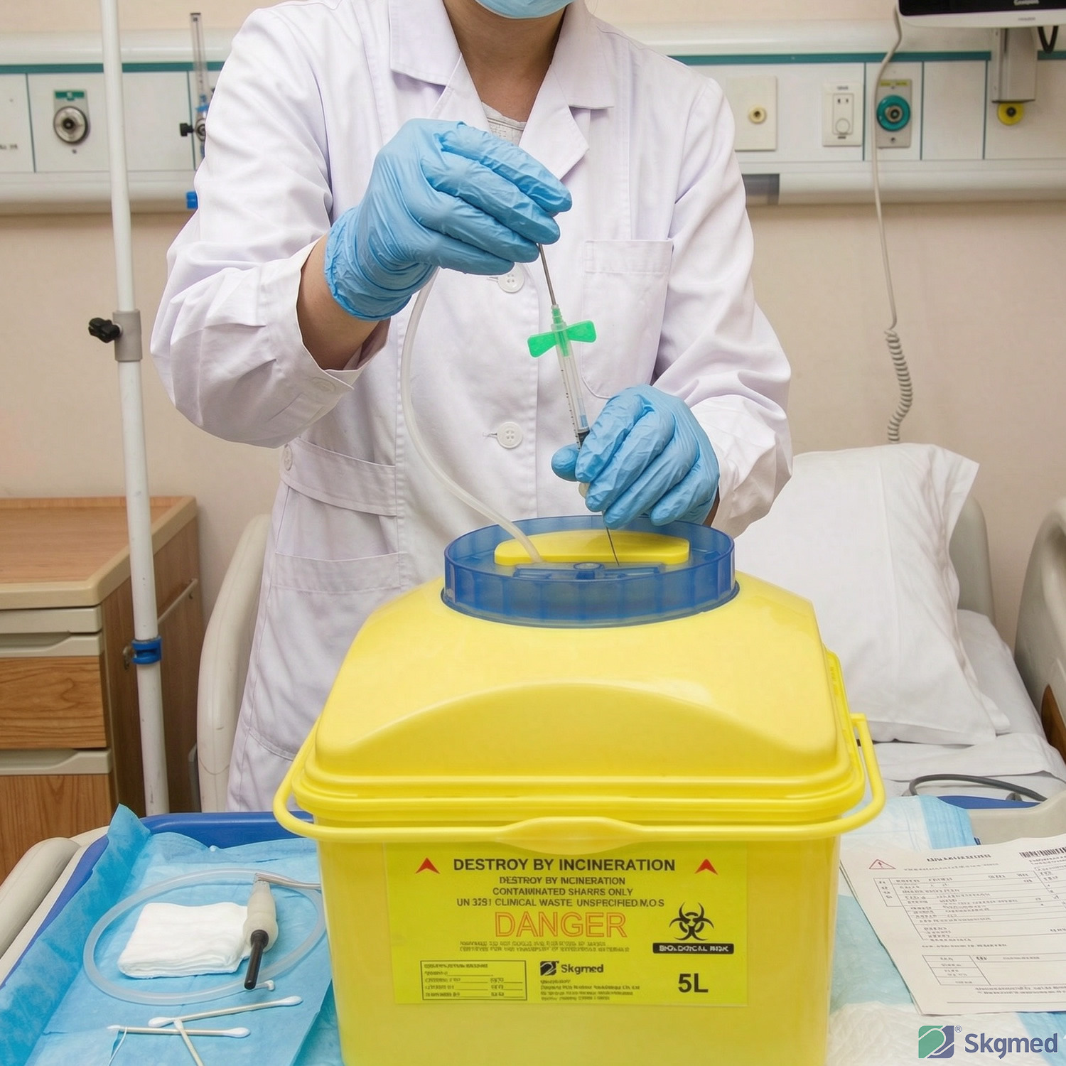 10L Sharps Container with Built-In Automatic Needle Remover