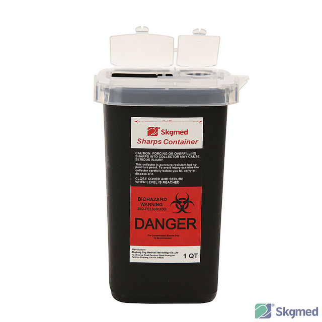 Sharps Container 1 QT , Medical Biohazard Needle Disposal Container